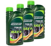3x 1 Olio per Ingranaggi Litro FANFARO Max 6 75W-90 GL-4/GL-5 Moto Cambio Olio