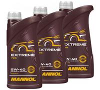 3x 1 Litro Olio Motore mannol extreme 5W-40 Api Sn Cf Acea A3 B4 VW 502 505 00