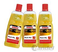 3X 1L SONAX LAVAGGIO+WAX CERA CONSERVANTE CERA PER AUTO CONSERVAZIONE