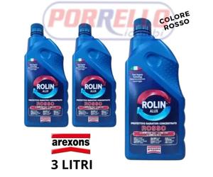 3X 1LT LIQUIDO RADIATORE ANTIGELO ROSSO AREXONS ROLIN ALUX CONCENTRATO PURO (3L)