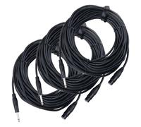 3x 20m Cavo Microfono Set Audio XLR Femmina 3 Poli Jack 1/4 6.35mm Mixer Nero