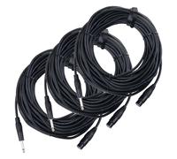 3x 20m Cavo Microfono Set Audio XLR Femmina 3 Poli Jack 1/4 6.35mm Mixer Nero