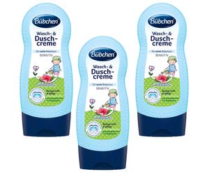 3x 230ml Bübchen Wasch & Crema Doccia Classic Con Olio Mandorla E 1/3 Babylotion