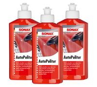 3x 250 ML Sonax 03001000 Polish Auto Vernice Variopinta Metallizzata Cura Per