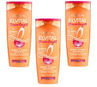 3x 250ml L'Oréal Paris Elvital Dream Lunghezza Super Aufbau Shampoo Con Rizinus