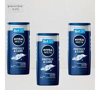 3x 250ml Nivea Men Protect & Care Gel Doccia Corpo Viso Capello Doccia