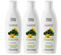 3x 250ml Swiss o Par Shampoo Olio Albero Del Tè Calma Il Cuoio Capelluto Adatto