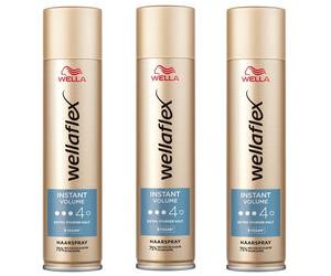 3X 250Ml Wellaflex Lacca Per Capelli Volume Istantaneo Extra Forte Fissaggio 48H