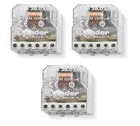 3x 26.02.8.024.0000 Relè elettromeccanico ad impulsi, passo-passo, 24V AC, 2 contatti, normalmente aperto NO NA, 10A, 2 impulsi/sequenze, con circuito bobina e contatti separati, teleruttore, 26.02
