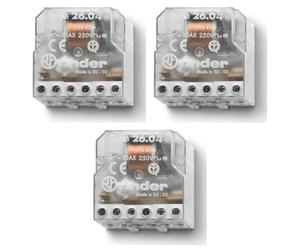 3x 26.04.8.230.0000 Relè elettromeccanico ad impulsi, passo-passo, 220V 230V AC, 2 contatti, 10A, 4 impulsi/sequenze, con circuito bobina e contatti separati, teleruttore, 26.04