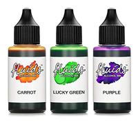 3x 30ml Octopus Fluids Alcohol Ink Set CARROT, LUCKY GREEN, PURPLE, inchiostro ad alcool per Fluid Art, argilla polimerica e Resin Art, resina epossidica