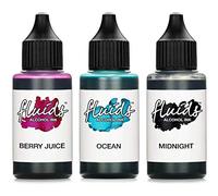 3x 30ml Octopus Fluids Alcohol Ink Set MIDNIGHT, OCEAN, BERRY JUICE, inchiostro ad alcool per Fluid Art, argilla polimerica e Resin Art, resina epossidica
