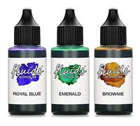 3x 30ml Octopus Fluids Alcohol Ink Set ROYAL BLUE, EMERALD, BROWNIE, inchiostro ad alcool per Fluid Art, argilla polimerica e Resin Art, resina epossidica
