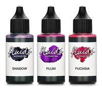 3x 30ml Octopus Fluids Alcohol Ink Set SHADOW, PLUM, FUCHSIA, inchiostro ad alcool per Fluid Art, argilla polimerica e Resin Art, resina epossidica