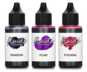3x 30ml Octopus Fluids Alcohol Ink Set SHADOW, PLUM, FUCHSIA, inchiostro ad alcool per Fluid Art, argilla polimerica e Resin Art, resina epossidica