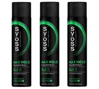 3x 400ml Syoss Max Hold 3in1 Stile Lacca Nega Tenuta Forte Vitamina Complesso