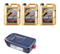 3X 5 Litri Liqui Moly Leichtlauf 10W-40 Olio Motore + Contenitore Per Olio