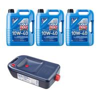 3X 5 Litri Liqui Moly Super Leichtlauf 10W-40 Olio Motore + Contenitore Per Olio