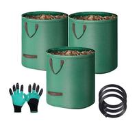 3x 500L Borse da giardino Leaf Bag Borsa per rifiuti da giardino con 4 maniglie autoportanti, impermeabile, durevole e resistente alla corrosione, sacchetto per immondizia verde in tessuto in