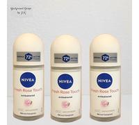 3X 50ML NIVEA Fresh Rose Touch Anti Traspirante Deo Roller 72H Roll On