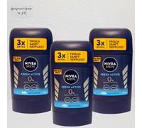 3X 50ML NIVEA MEN FRESH ACTIVE DEODORANTE STICK SENZA ALLUMINIO Confezione Da 3