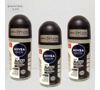 3X 50ML NIVEA MEN INVISIBLE 72H ROLL ON Deodorante Anti Odore Per Nero E Bianco