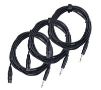 3x 5m Cavo Microfono Set Audio XLR Femmina 3 Poli Jack 1/4'' 6.35mm Mixer Nero