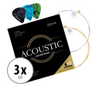 3x 6 Corde di Bronzo Chitarra Acustica Set 3 Plettri 2 Corde di Ricambio E-Book
