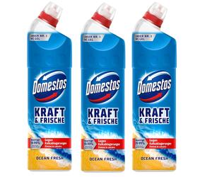 3X 750Ml Domestos Attivo Forza Gel WC Ocean Fresh Multi 3 Pezzi Detergente