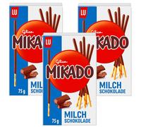 3x 75g LU GLICO Mikado Cioccolato Al Latte Stick Per Decorare E Gustare