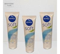 3X 75ML NIVEA CREMA SOFT Crema Idratante Rinfrescante Per Viso E Mani