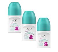 3x ACO Sun Kids Active Roll-On SPF50+ 50 ml Protezione solare per bambini res...