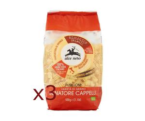3x ALCE NERO FUSILLONI DI GRANO DURO SENATORE CAPPELLI BIOLOGICI 500gr