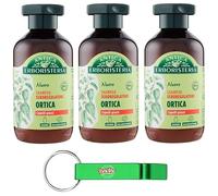 3x Antica Erboristeria Shampoo Seboregolatore all'Ortica per Capelli Grassi Formula Vegan Senza Siliconi e Coloranti,Flaconi da 250ml + Portachiavi Beni Culinari in Omaggio