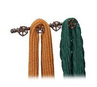 3x Appendiabiti da Parete, Aspetto Industrial, 4 Ganci, Design a Tubo dell’Acqua Decorativo, 6,5 x 46,5 x 6 cm, marrone