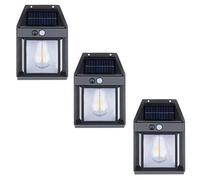 3X APPLIQUE LAMPADA DA PARETE CON PANNELLO SOLARE FARETTO LED SENSORE MOVIMENTO