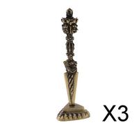 3X Bacchetta con testa di drago buddista in bronzo vintage Phurpa Dorje Phurba