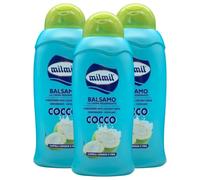 3x Balsamo Con Crema Rigenerante COCCO Per Capelli Lunghi e Fini. Agisce Sul Capello Dalla Radice Alla Punta, Mantenendo La Sua Vitalità e Lucentezza 500ml