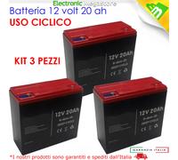 3x BATTERIE 12V 20A 20AH 36V PIOMBO GEL ERMETICA VEICOLI ELETTRICI 6-DZM-20 UPS