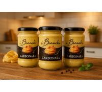 3x Berni Salsa Carbonara 190g - Condimento Pronto con Uova, Pancetta e Formaggio