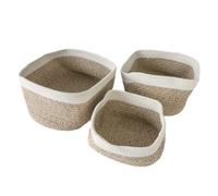 3x bianco-beige cotone cestino portaoggetti cestino