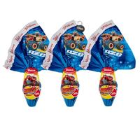 3X Blaze e le Mega Macchine, Uova di Cioccolato Finissimo al Latte con Sorpresa 150g Portachiavi CAIYA® - Pasqua 2024
