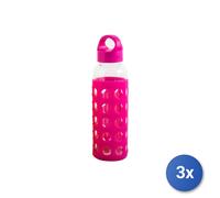 3x Bottiglie In Vetro Borosilicato E Silicone, 360 Ml, Fucsia H&H