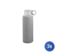 3x Bottiglie In Vetro Borosilicato E Silicone, 360 Ml, Grigio H&H