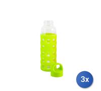3x Bottiglie In Vetro Borosilicato E Silicone, 360 Ml, Verde Fl H&H