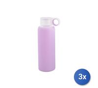 3x Bottiglie In Vetro Borosilicato E Silicone Lilla 360 Ml H&H