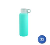 3x Bottiglie In Vetro Borosilicato E Silicone Verde Acqua360 Ml H&H