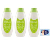 3x BREEZE The Verde Doccia Shampoo e Bagnoschiuma,deterge efficacemente corpo e capelli 400ml + 1 Busta di Talco Felce Azzurra in omaggio da 100g