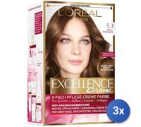 3x Bundle L’Oréal Paris Excellence Crème Castano Chiaro Dorato 5.3