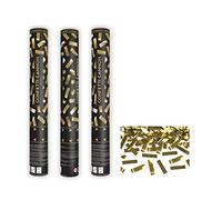 3X Cannone Tubo Sparacoriandoli CORIANDOLI Oro Lucido - Tubo Lancia coriandoli da 40cm - per Compleanno, Anniversario, promessa, Matrimonio, Matrimonio Civile, Laurea, Feste o Party